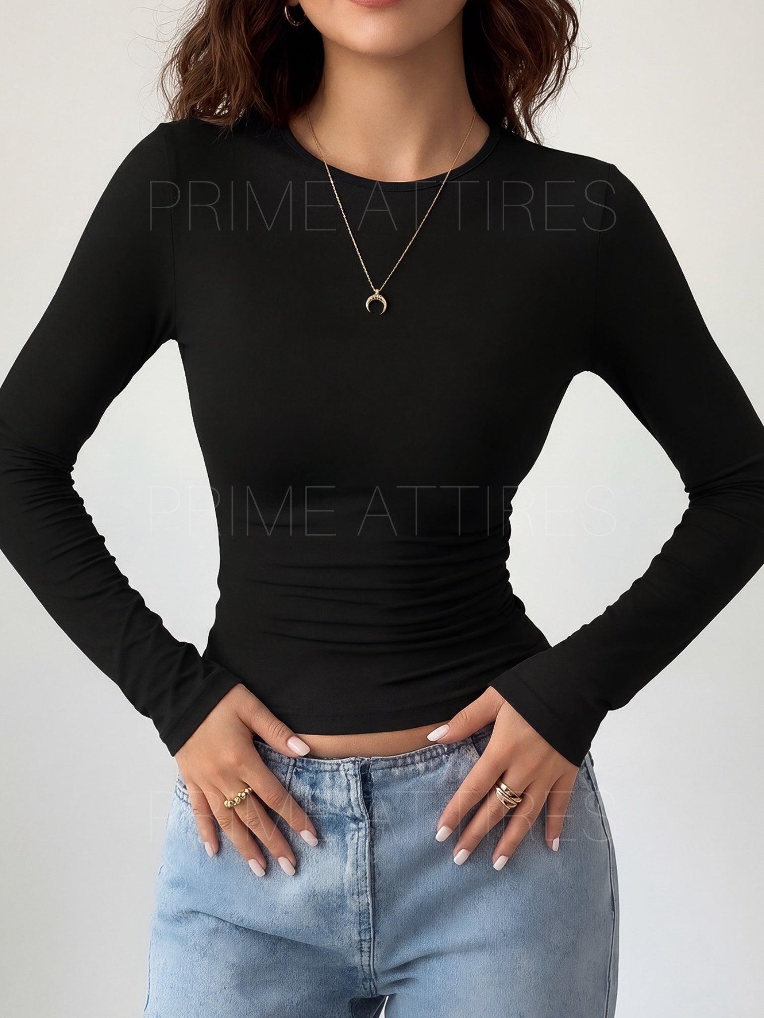BLACK FITTED FULL SLEEVE T-SHIRT