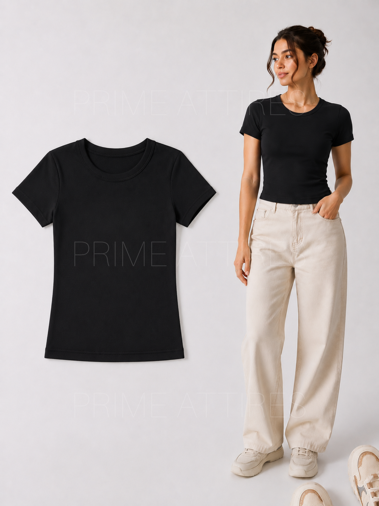 BLACK FITTED HALF SLEEVE T-SHIRT