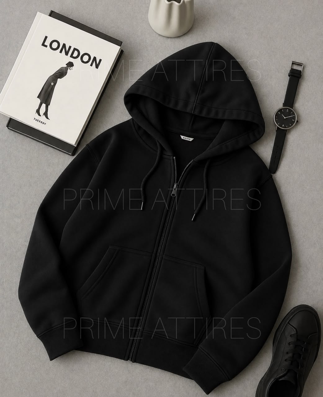 PREMIUM BLACK ZIPPER HOODIE