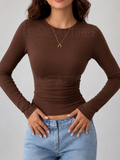 BROWN FITTED FULL SLEEVE T-SHIRT