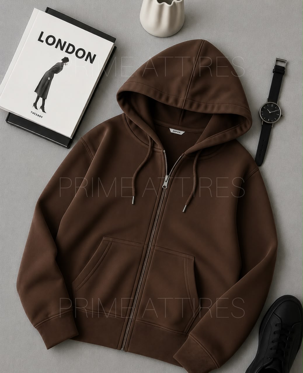 PREMIUM BROWN ZIPPER HOODIE