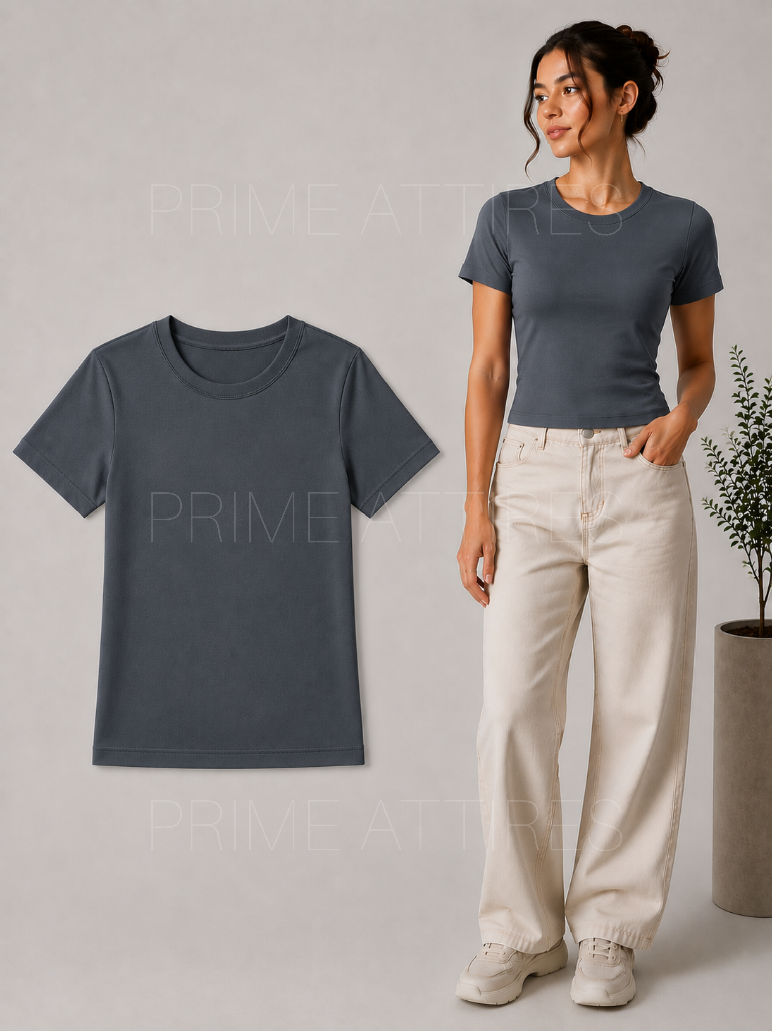 DARK GREY FITTED HALF SLEEVE T-SHIRT