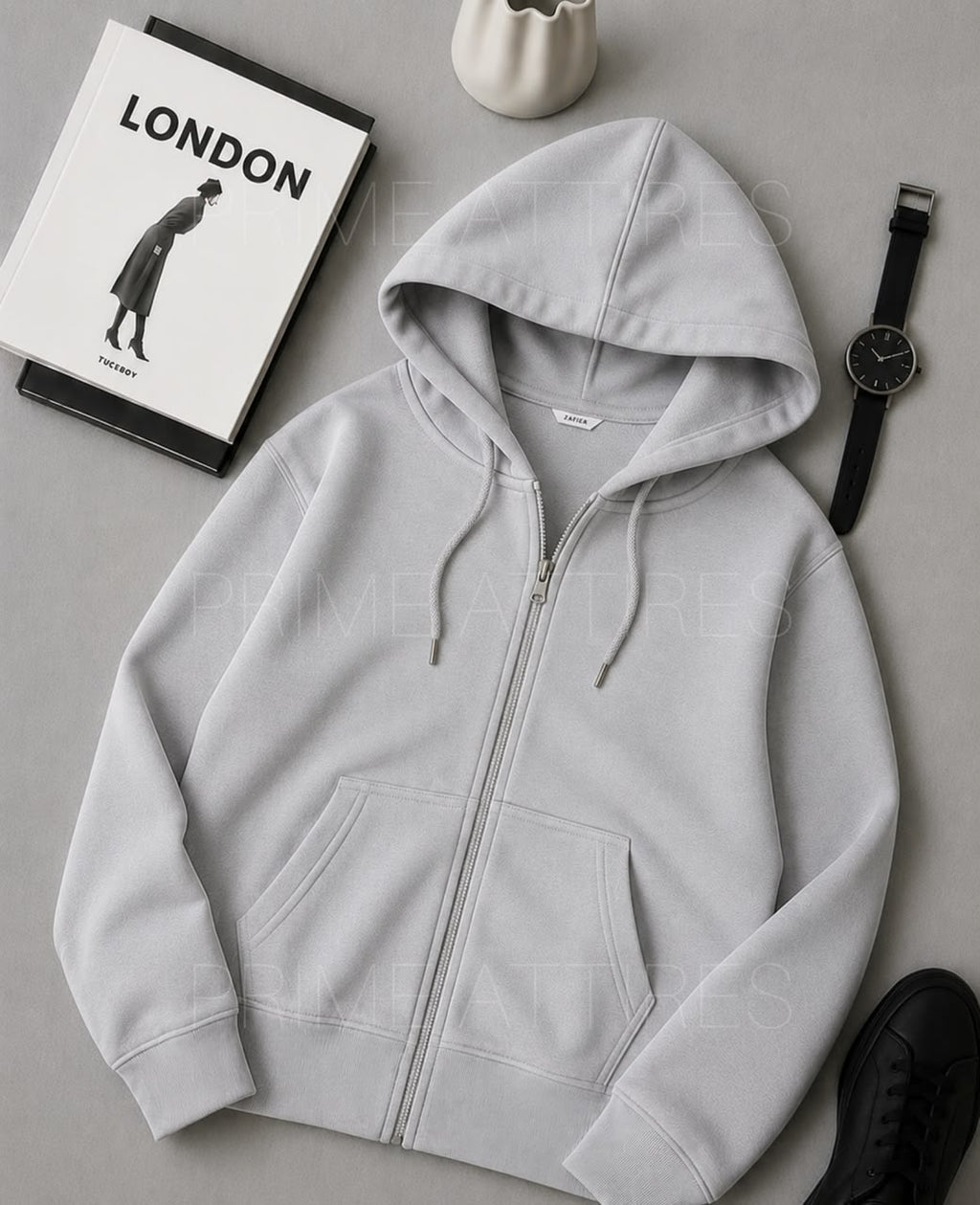 PREMIUM GREY ZIPPER HOODIE