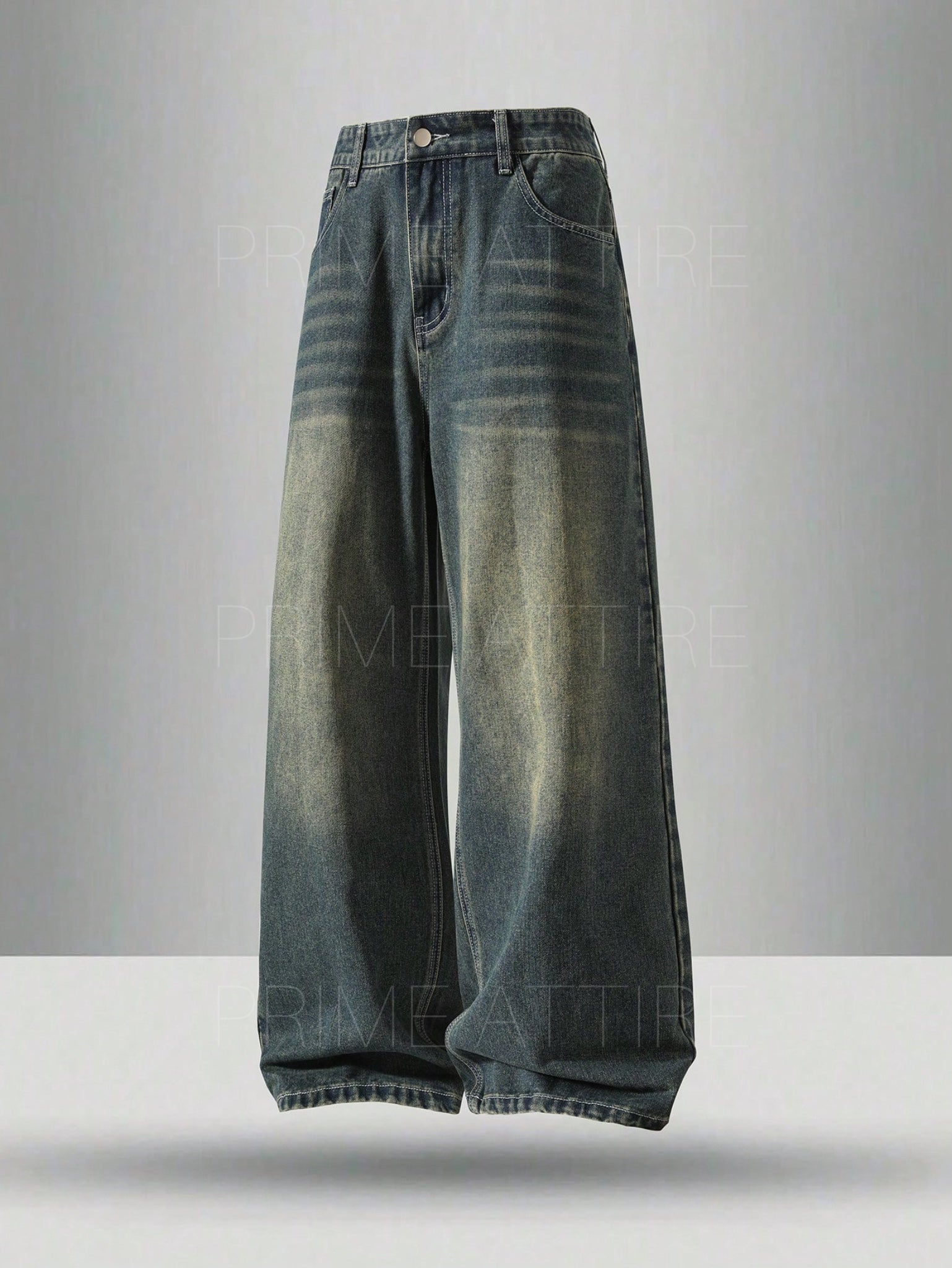 LIGHT BROWN WASHED WIDE LEG JEANS