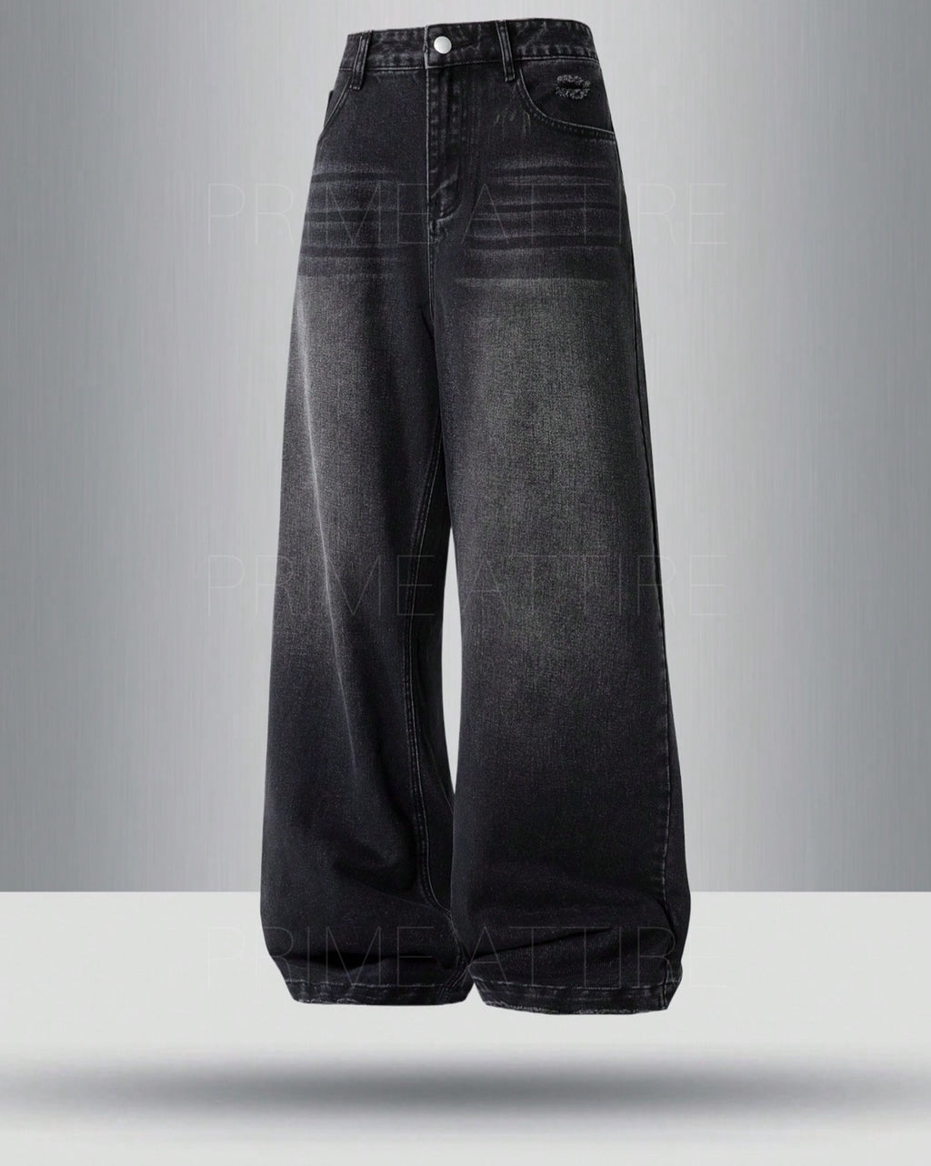 BLACK WASHED WIDE LEG JEANS