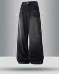 BLACK WASHED WIDE LEG JEANS