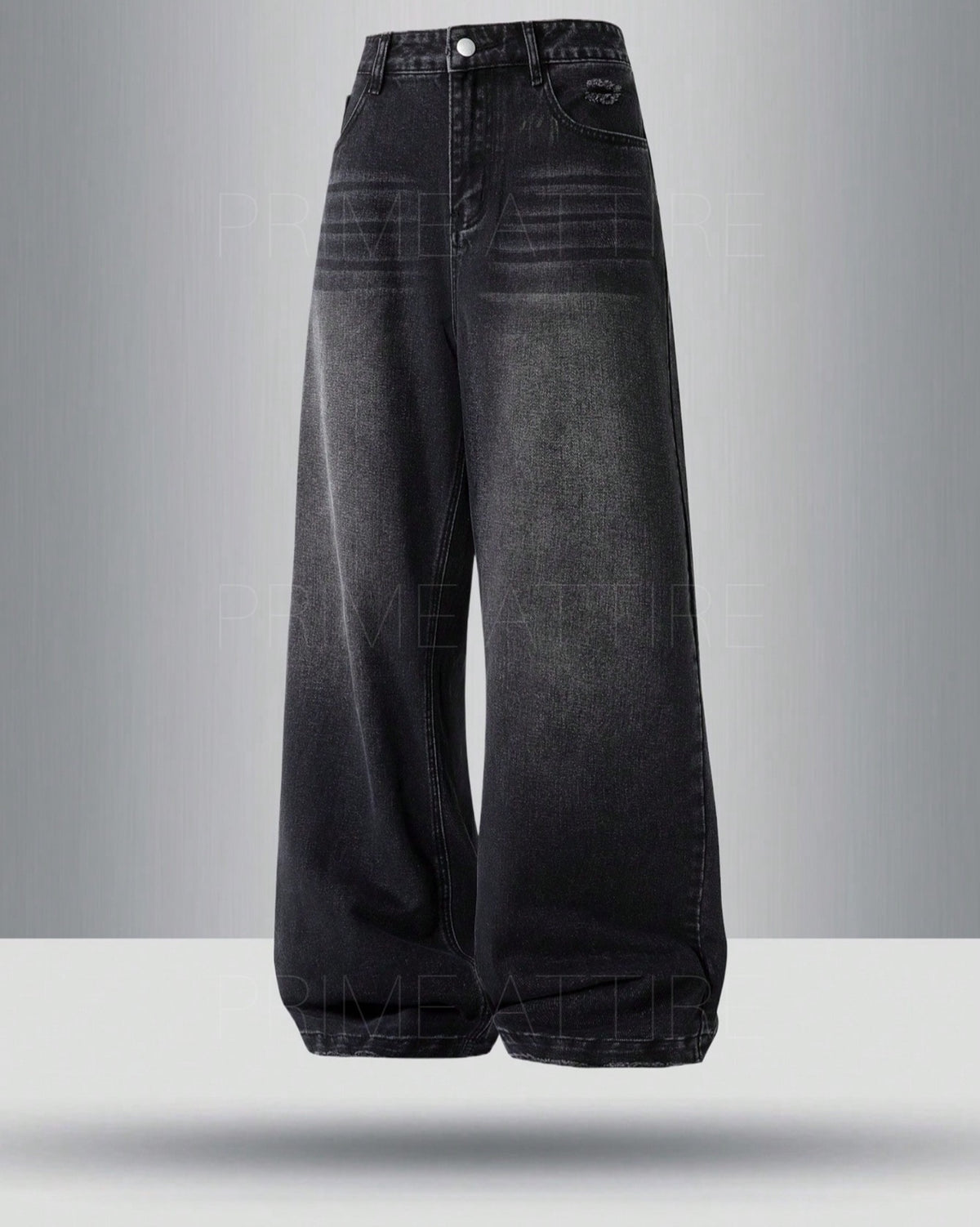 BLACK WASHED WIDE LEG JEANS