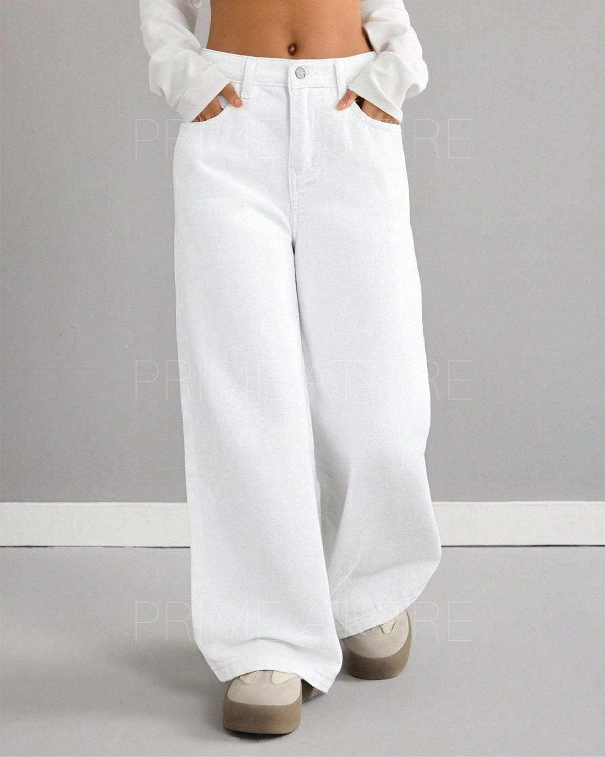 WHITE WIDE LEG JEANS