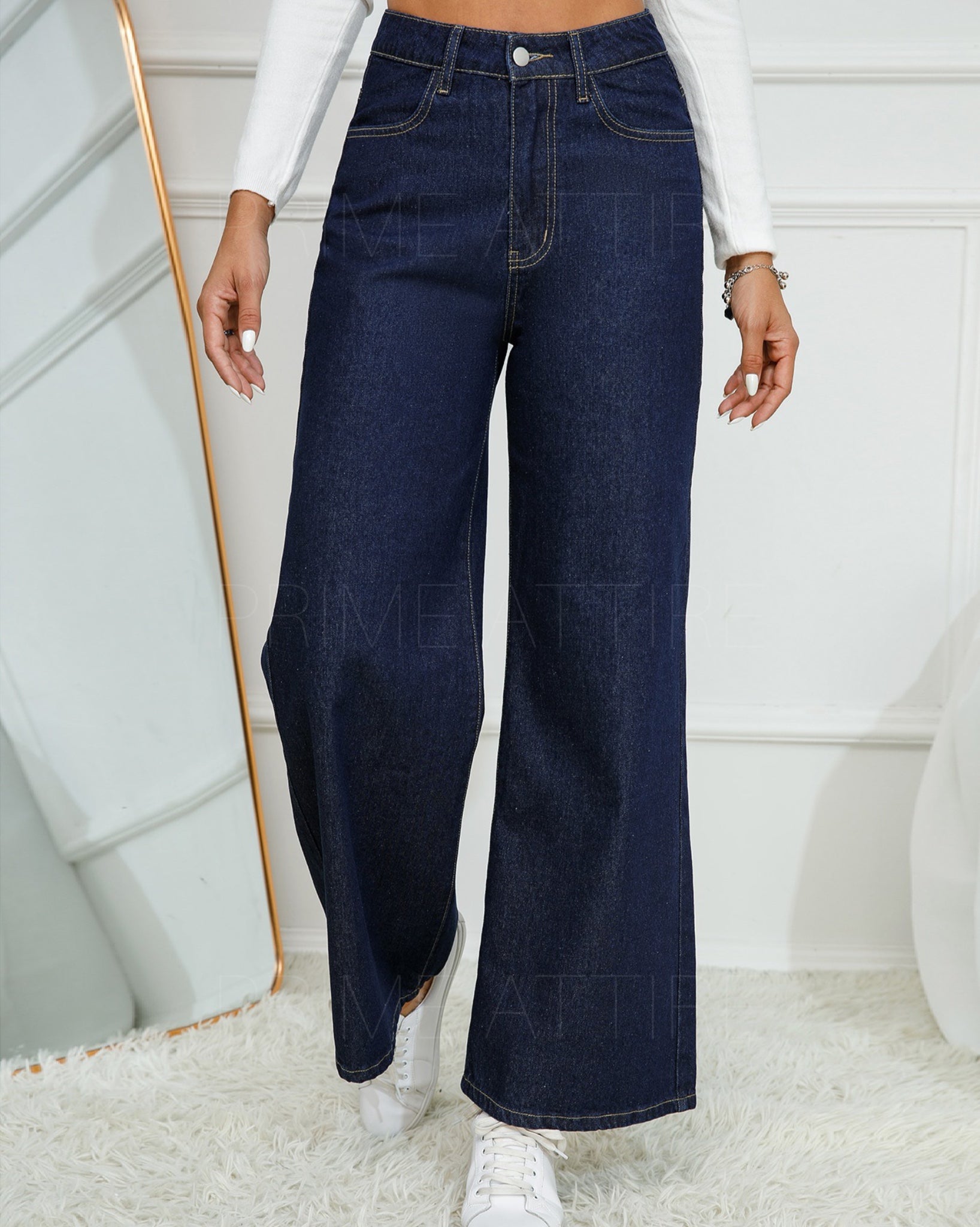 NAVY BLUE WIDE LEG JEANS