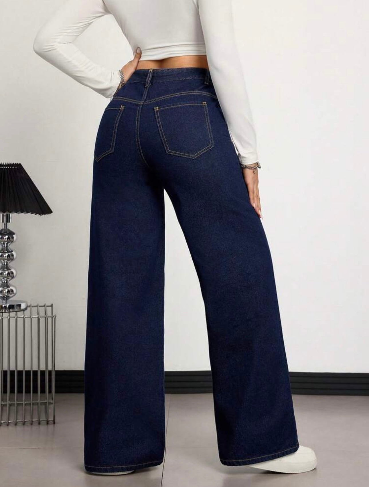 NAVY BLUE WIDE LEG JEANS