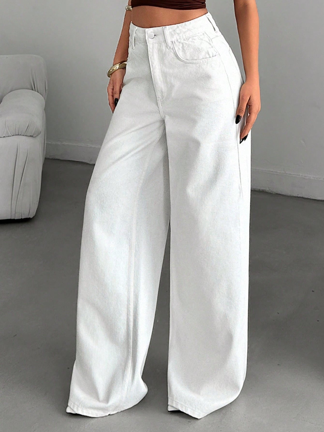 WHITE WIDE LEG JEANS