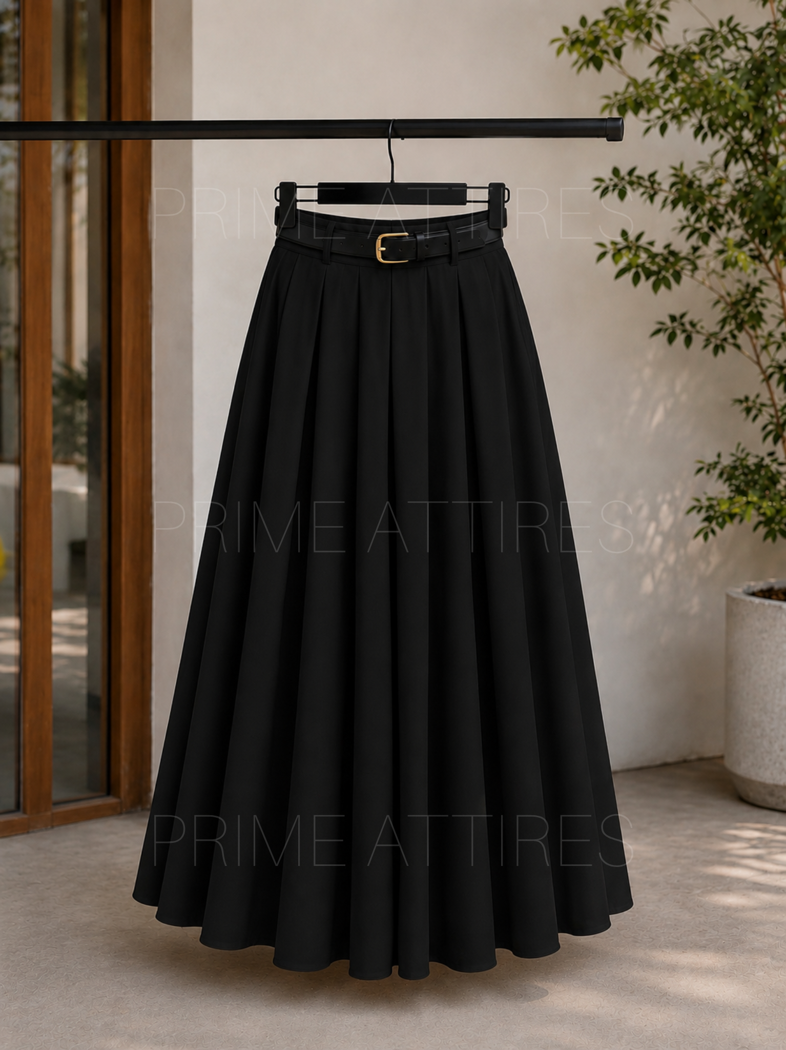 BLACK FLOWY SILK SKIRT