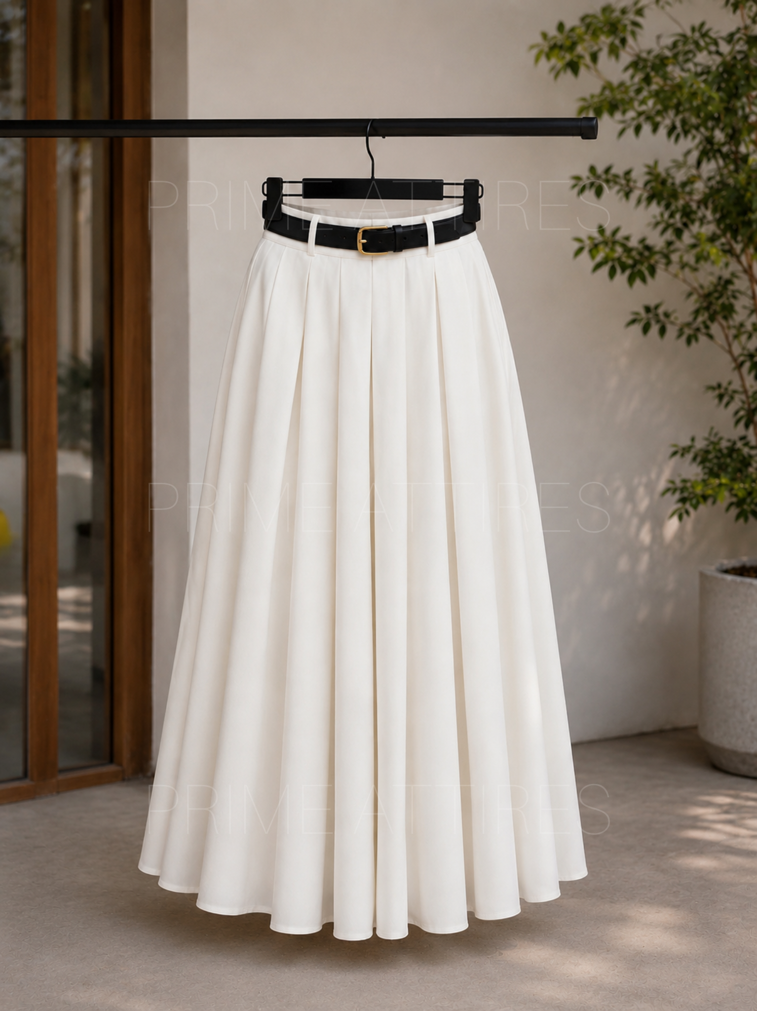 WHITE FLOWY SILK SKIRT
