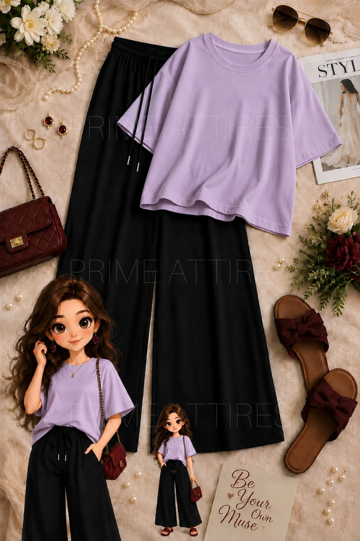 OVERSIZED TEE & BLACK FLAPPER TROUSER