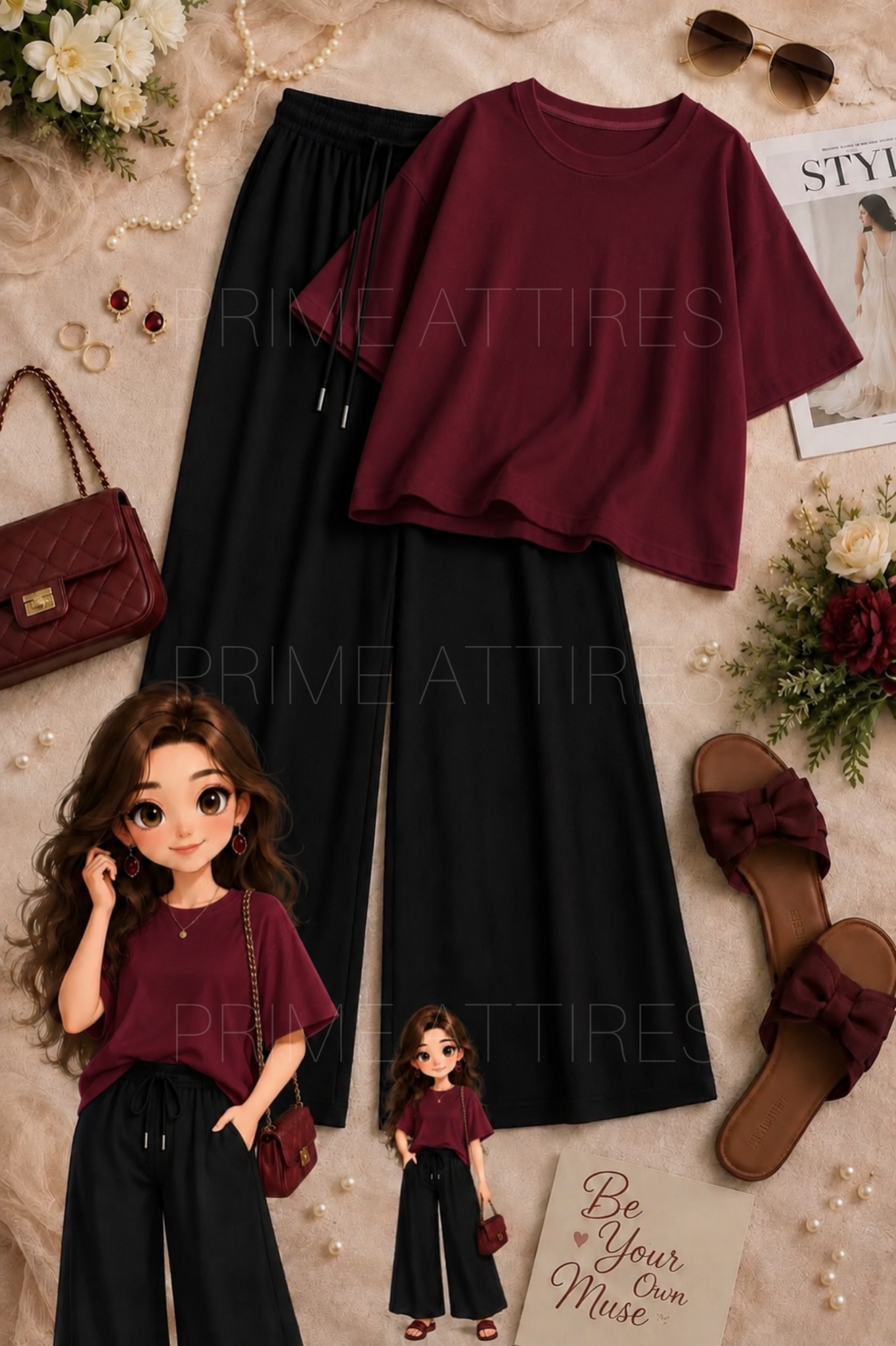 OVERSIZED TEE & BLACK FLAPPER TROUSER