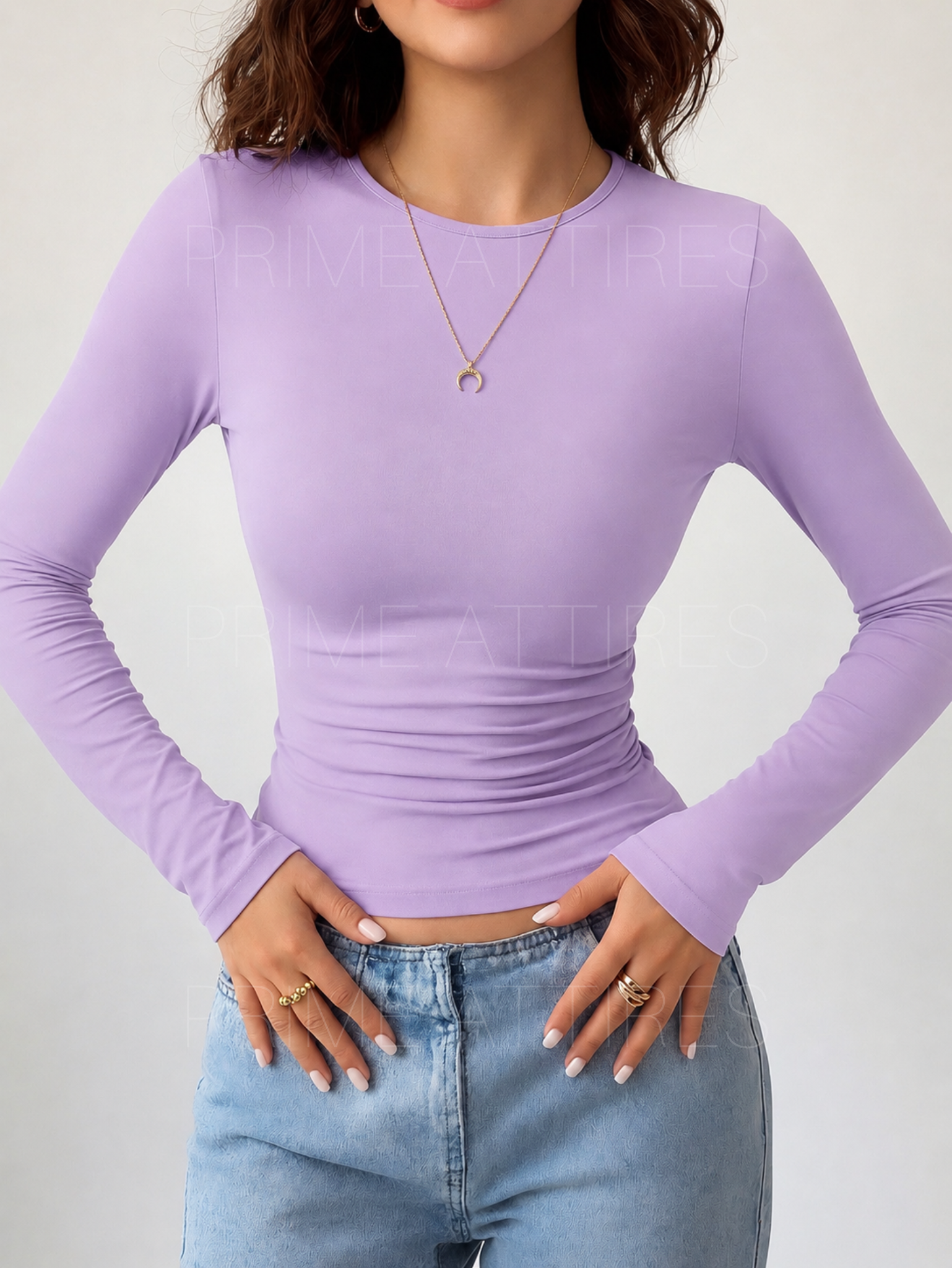 LILAC FITTED FULL SLEEVE T-SHIRT
