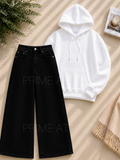 BLACK WIDE LEG JEANS & HOODIE