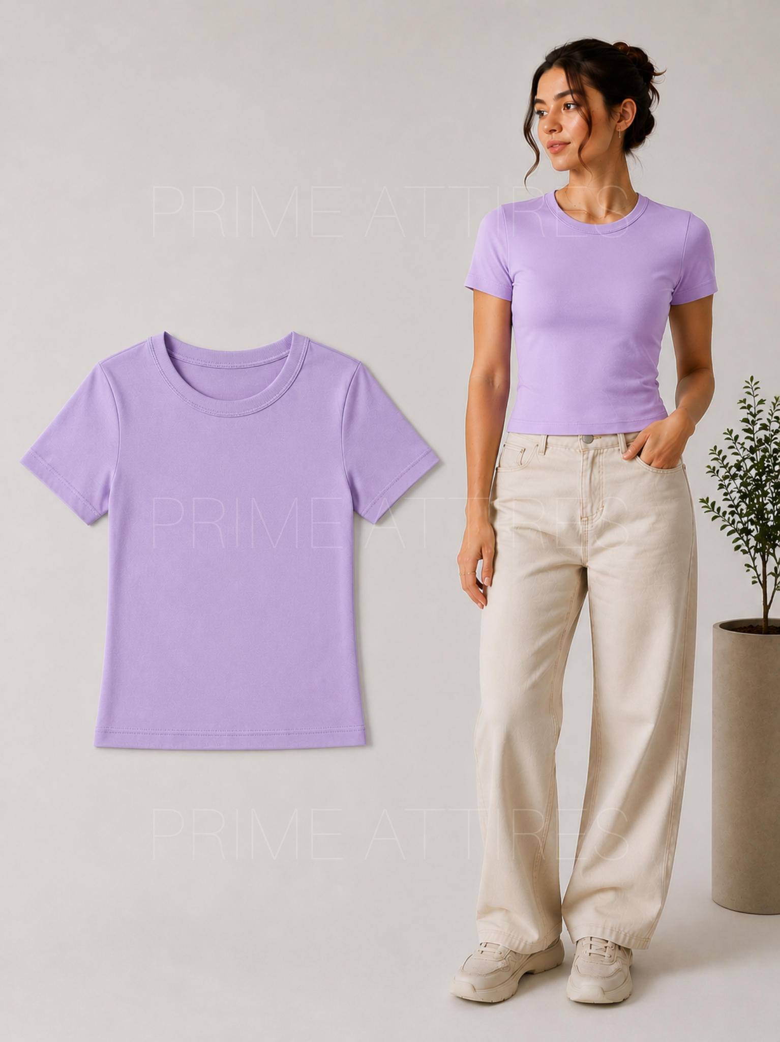 LILAC FITTED HALF SLEEVE T-SHIRT