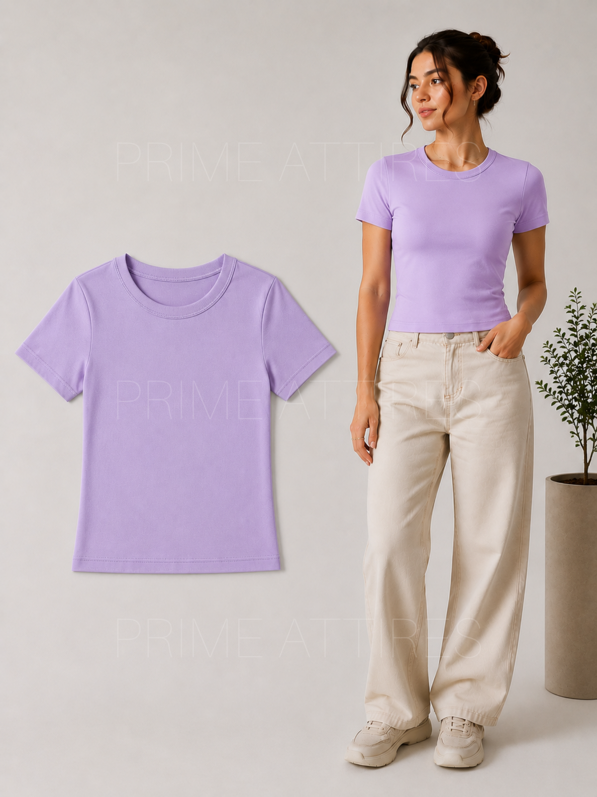 LILAC FITTED HALF SLEEVE T-SHIRT