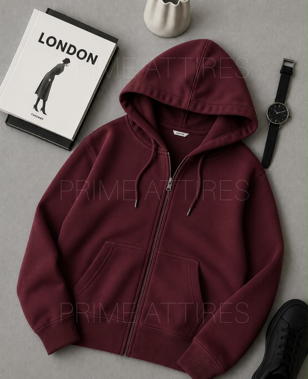 PREMIUM MAROON ZIPPER HOODIE