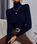 NAVY BLUE HIGH-NECK