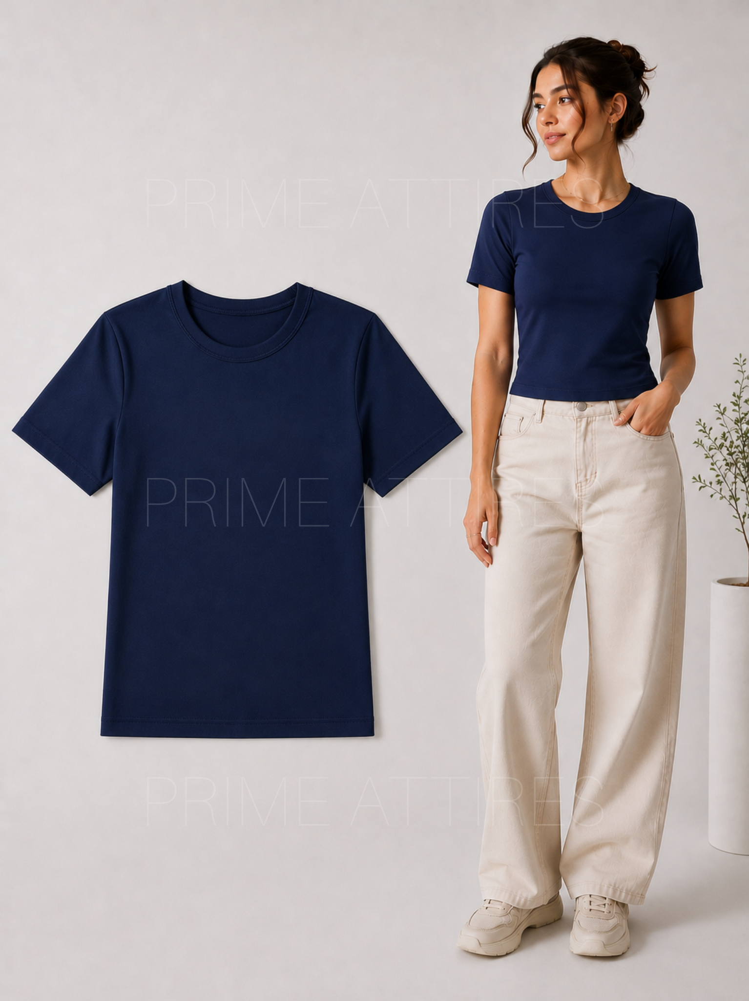 NAVY BLUE FITTED HALF SLEEVE T-SHIRT