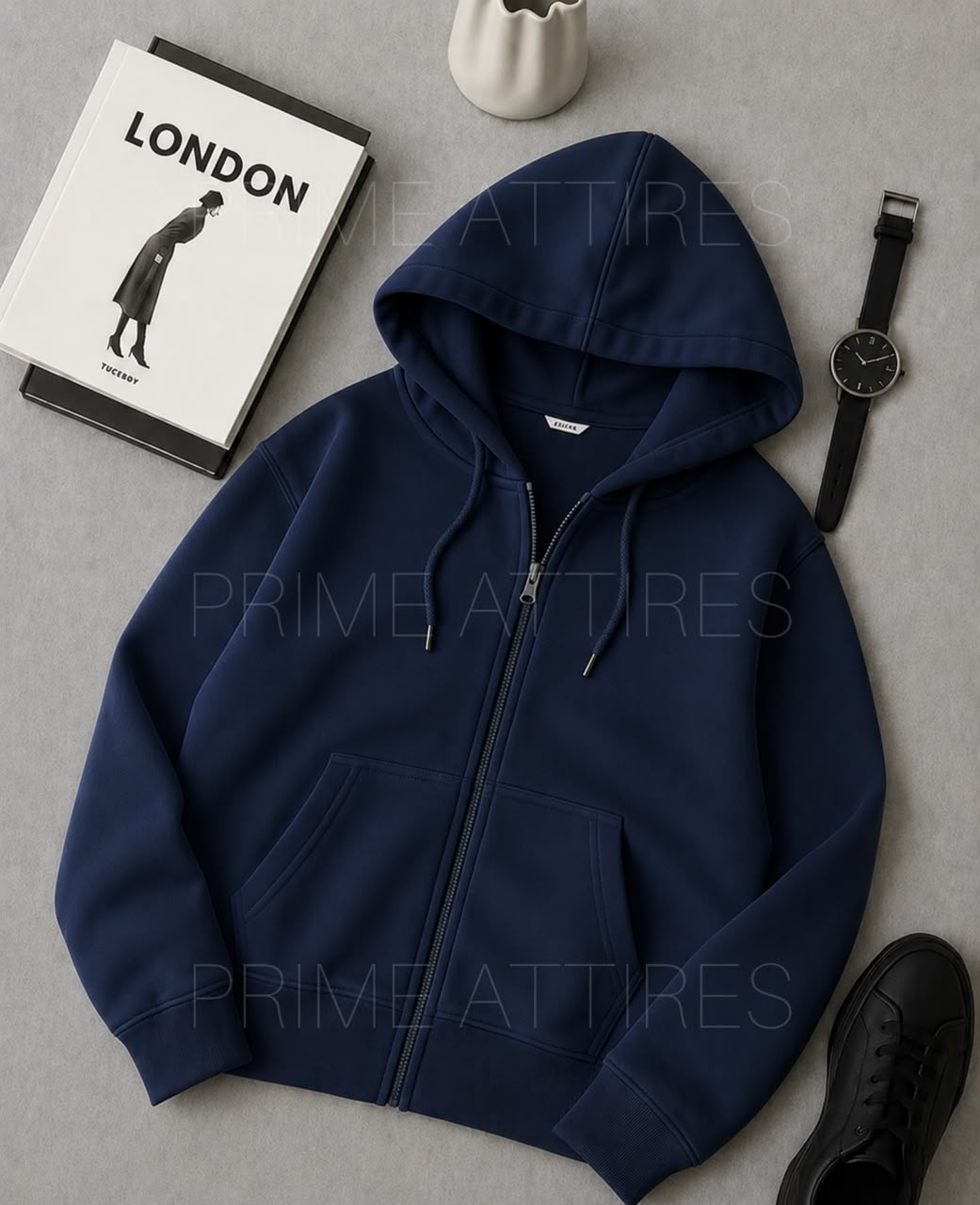PREMIUM NAVY BLUE ZIPPER HOODIE