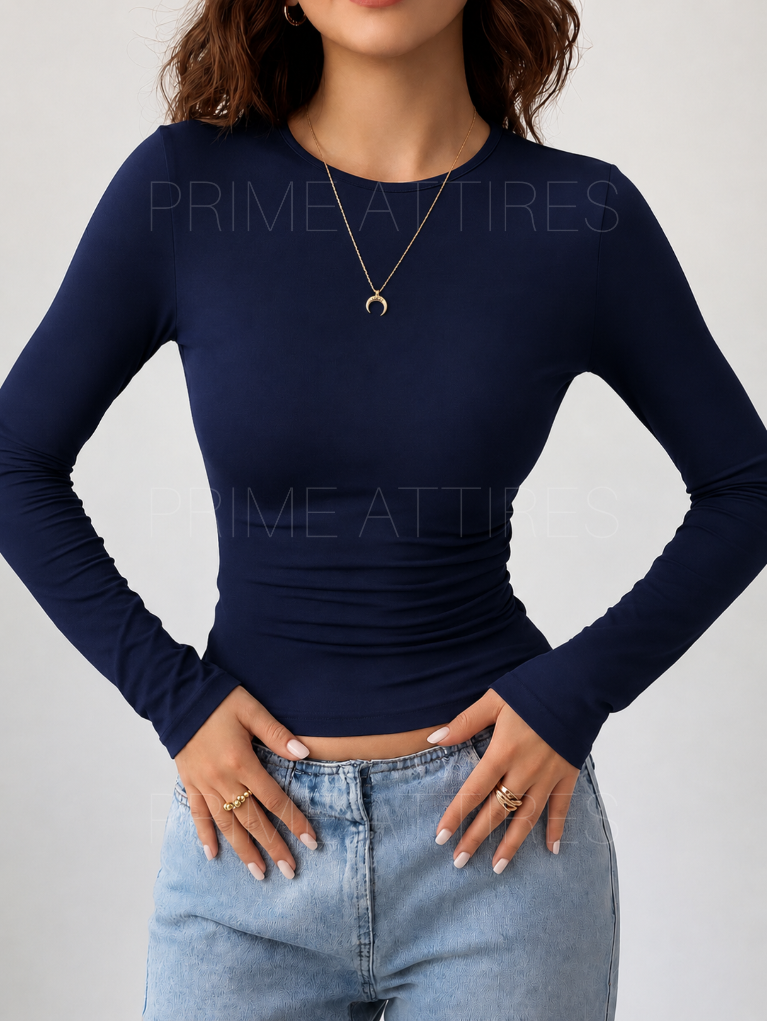 NAVY BLUE FITTED FULL SLEEVE T-SHIRT