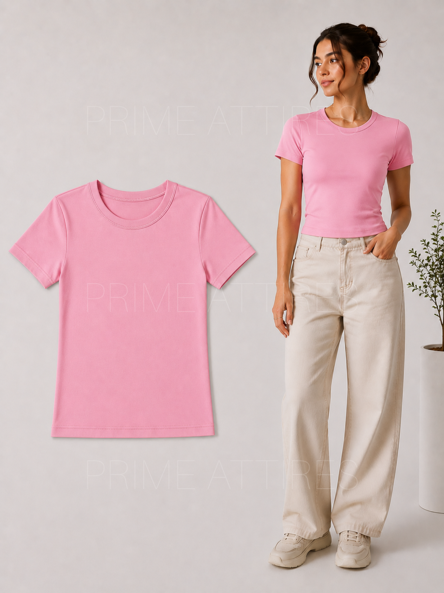 PINK FITTED HALF SLEEVE T-SHIRT