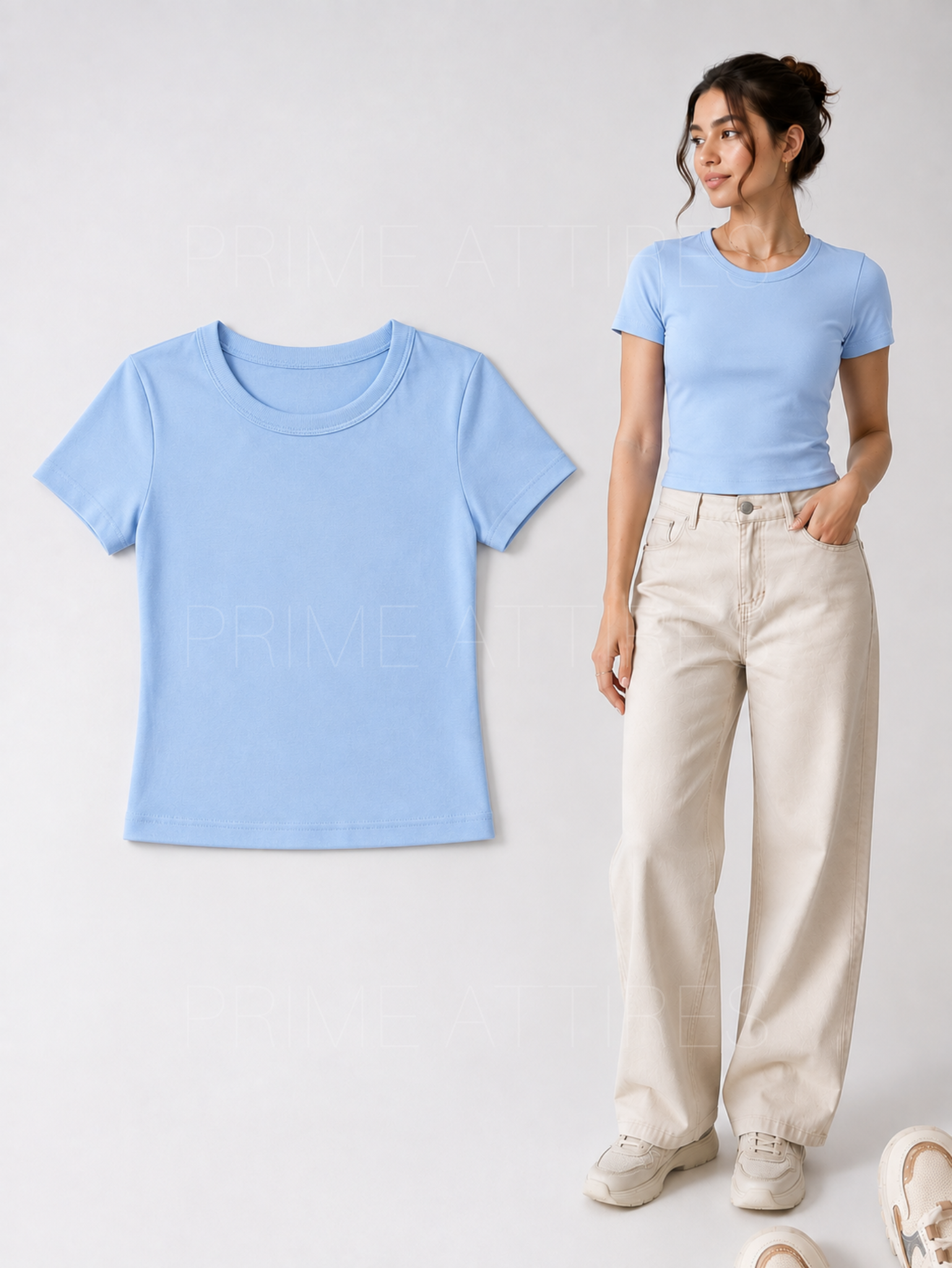 SKY BLUE FITTED HALF SLEEVE T-SHIRT