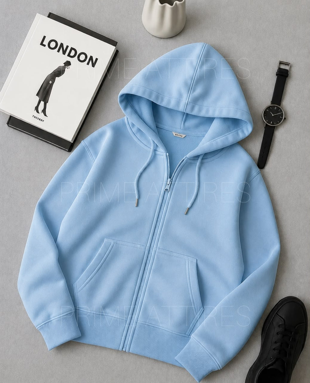 PREMIUM SKY BLUE ZIPPER HOODIE