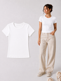WHITE FITTED HALF SLEEVE T-SHIRT