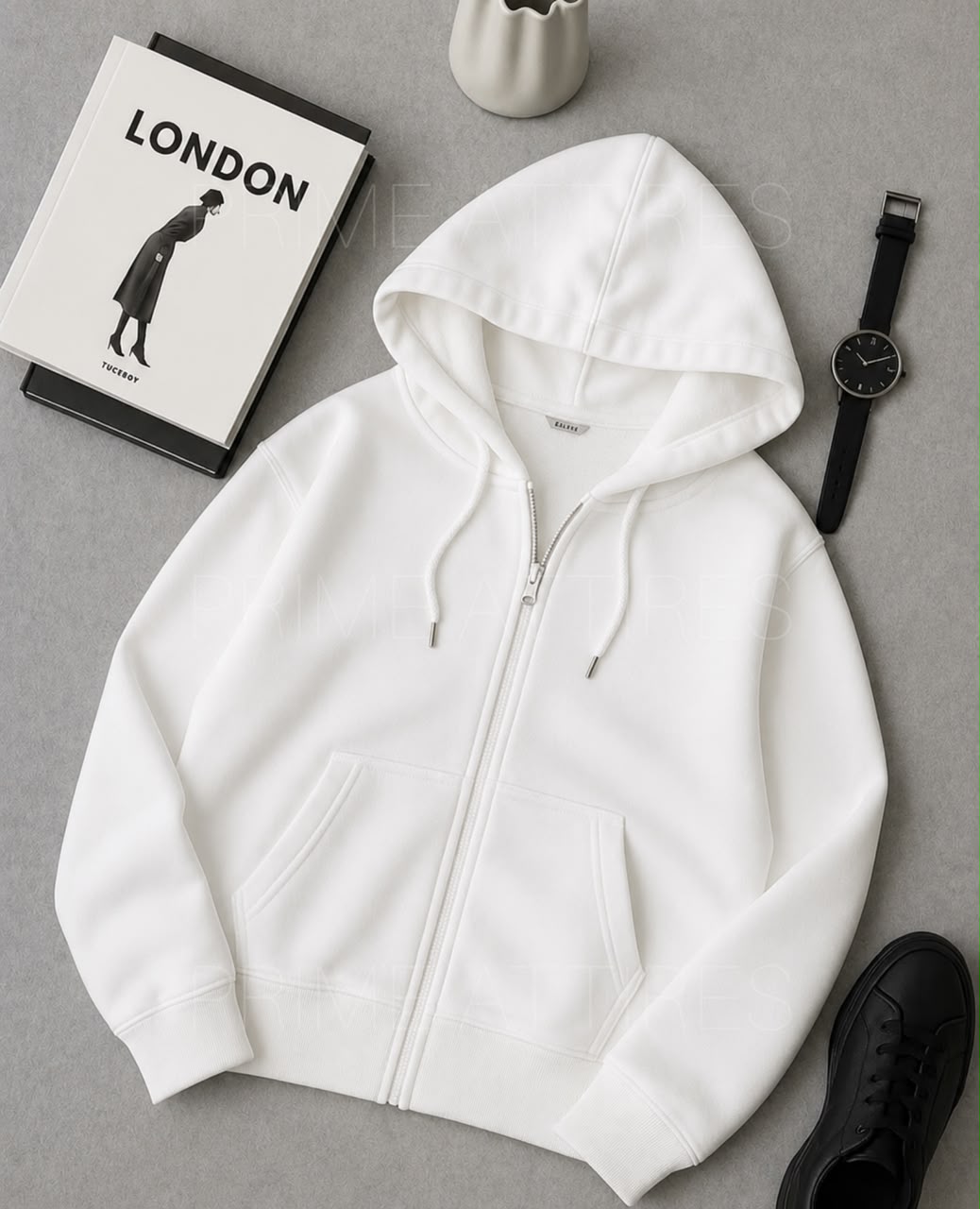 PREMIUM WHITE ZIPPER HOODIE