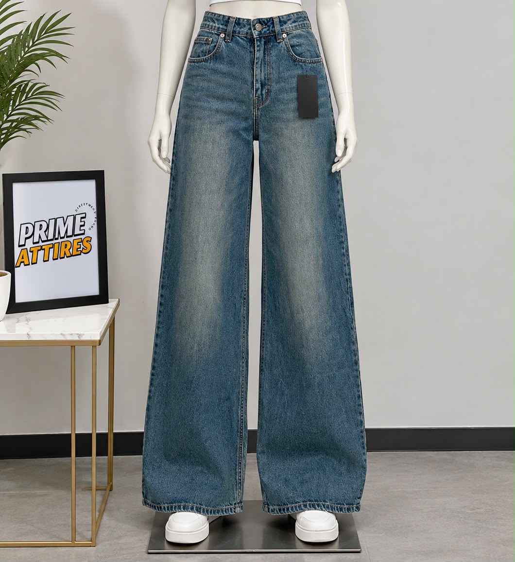MALAYSIAN VINTAGE WASHED WIDE LEG JEANS
